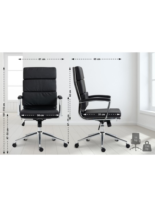 Bureaustoel Cleveland kunstleer, zwart
