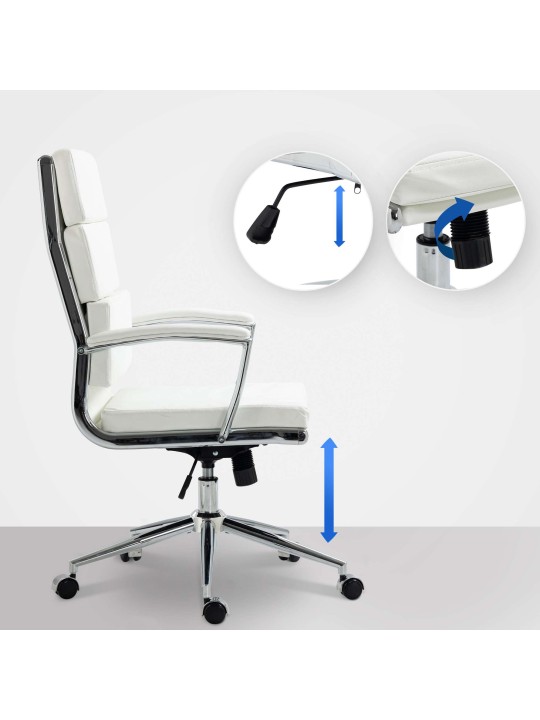 Bureaustoel Cleveland kunstleer, wit