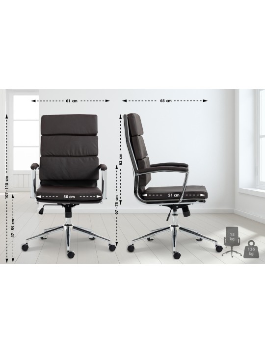 Bureaustoel Cleveland kunstleer, bruin