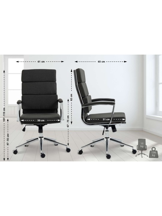 Bureaustoel Cleveland stof, donkergrijs