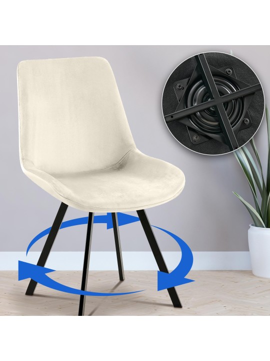 Lewes fluwelen eetkamerstoel, crème Lewes fluwelen eetkamerstoel, crème