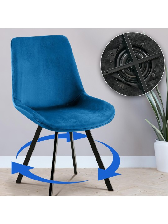 Lewes fluwelen eetkamerstoel, donkerblauw