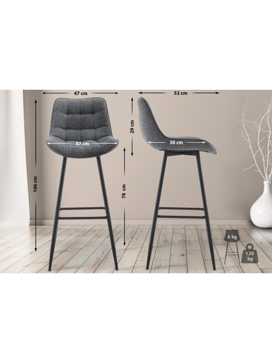 Set van 2 barkrukken Dartford stof, donkergrijs