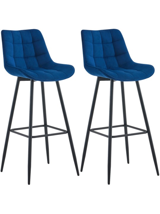 Set van 2 barkrukken Dartford fluweel, blauw