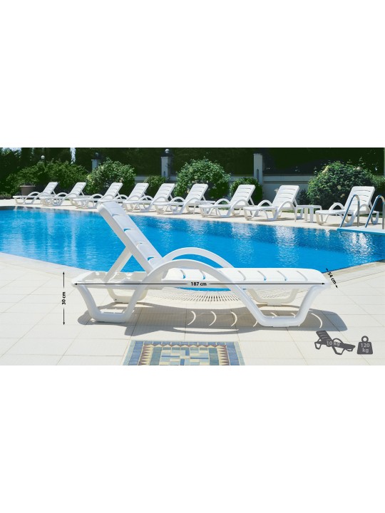 Set van 10 ligstoelen Havana, wit