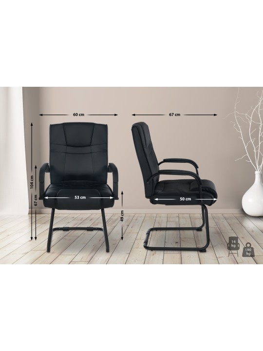 Set van 2 stoelen Attila, zwart/zwart