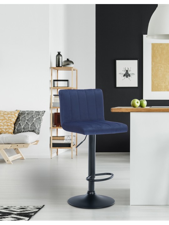 Set van 2 barkrukken Jamie fluweel, blauw