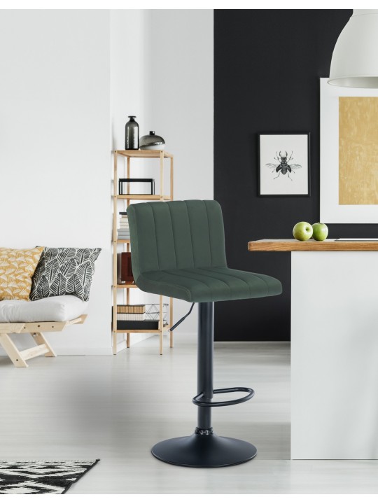 Set van 2 barkrukken Jamie fluweel, groen