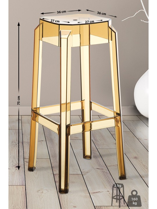 Set van 2 barkrukken Fox, transparant, barnsteen