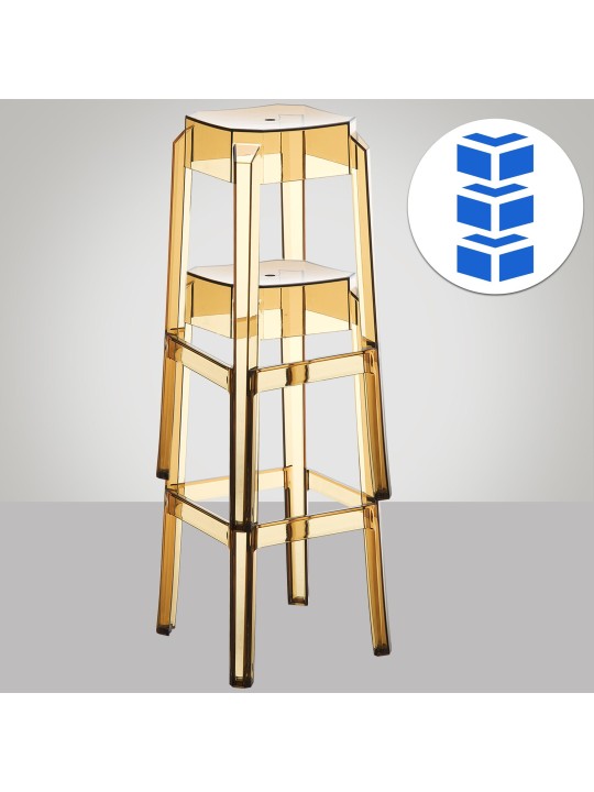 Set van 2 barkrukken Fox, transparant, barnsteen