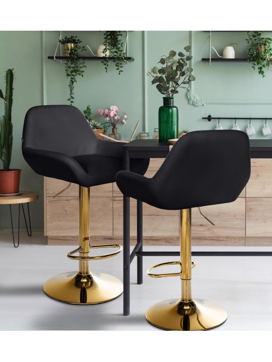 Set van 2 barkrukken Braga goud kunstleer, zwart