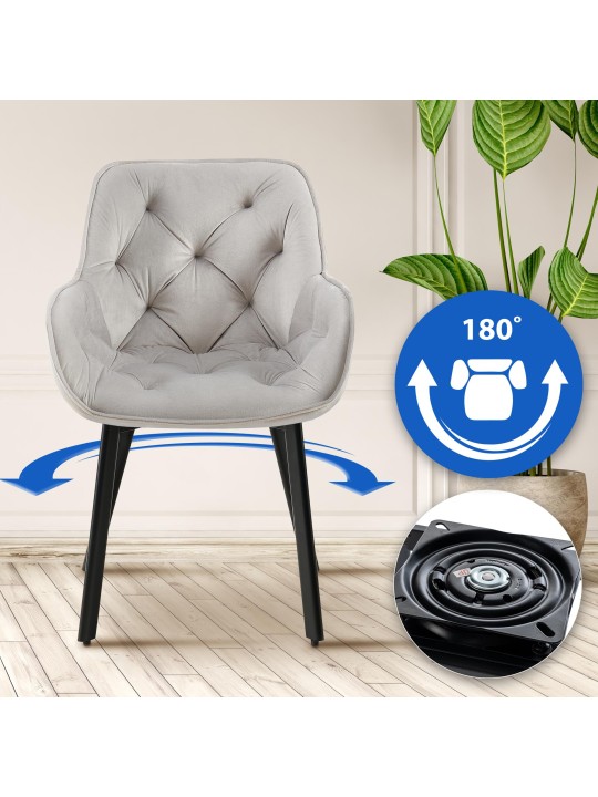 Eetkamerstoel Antigo fluweel, grijs