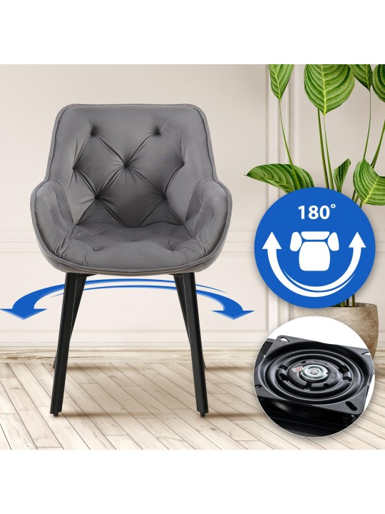 Eetkamerstoel Antigo fluweel, donkergrijs