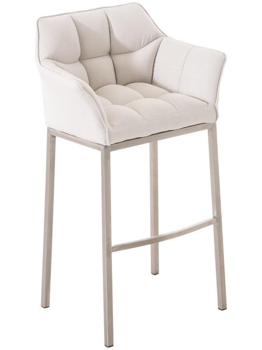 Barkruk Damaso E stof met 4-poots frame, wit