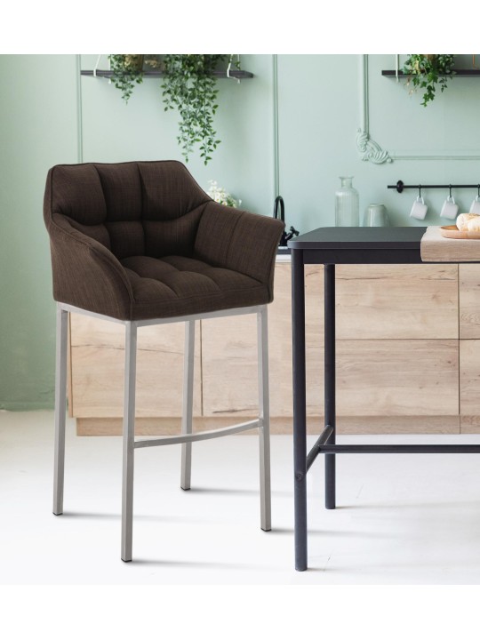 Barkruk Damaso E stof met 4-poots frame, bruin