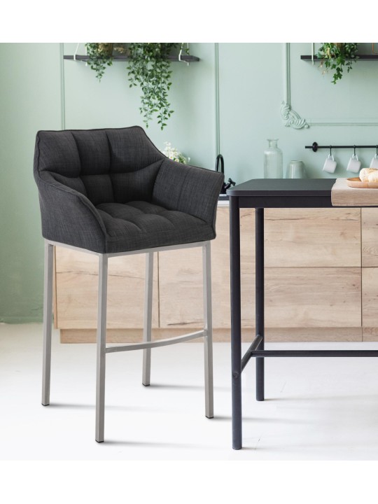 Barkruk Damaso E stof met 4-poots frame, donkergrijs Barkruk Damaso E stof met 4-poots frame, donkergrijs