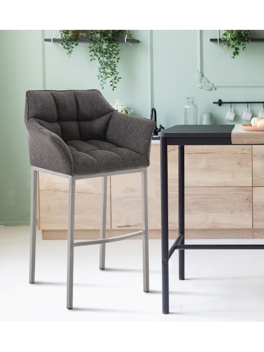 Barkruk Damaso E stof met 4-poots frame, titaniumgrijs Barkruk Damaso E stof met 4-poots frame, titaniumgrijs