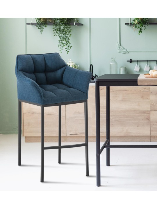 Barkruk Damaso B stof met 4-poots frame, blauw Barkruk Damaso B stof met 4-poots frame, blauw