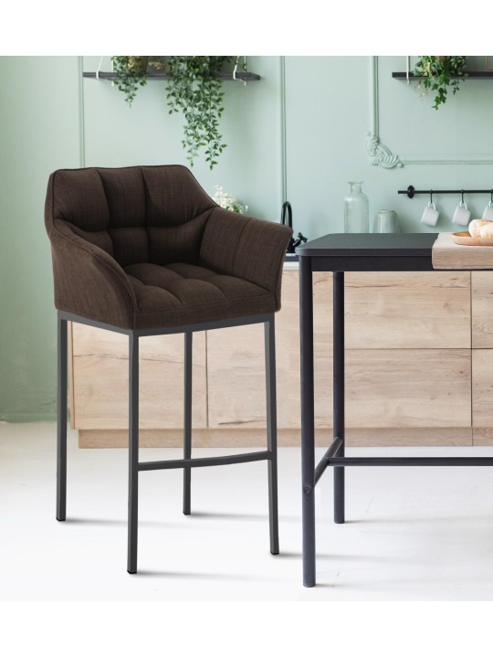 Barkruk Damaso B stof met 4-poots frame, bruin Barkruk Damaso B stof met 4-poots frame, bruin