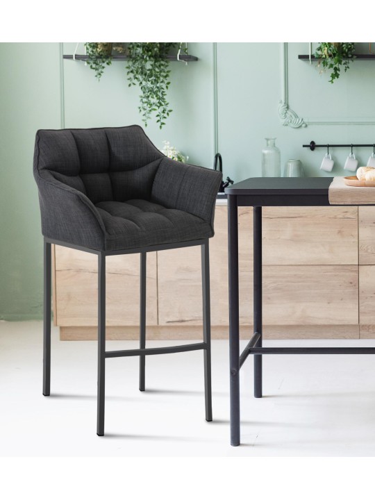 Barkruk Damaso B stof met 4-poots frame, donkergrijs Barkruk Damaso B stof met 4-poots frame, donkergrijs