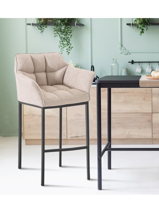 Barkruk Damaso B stof met 4-poots frame, ivoor Barkruk Damaso B stof met 4-poots frame, ivoor