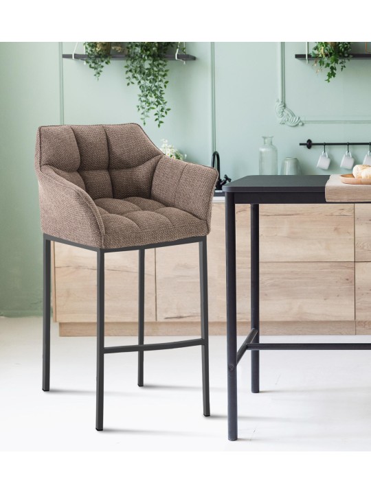 Barkruk Damaso B stof met 4-poots frame, terrabruin Barkruk Damaso B stof met 4-poots frame, terrabruin