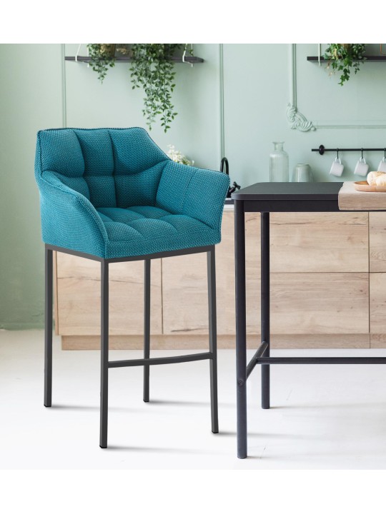 Barkruk Damaso B stof met 4-poots frame, turquoise Barkruk Damaso B stof met 4-poots frame, turquoise