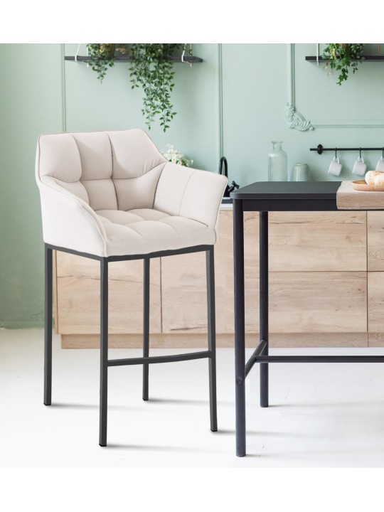 Barkruk Damaso B stof met 4-poots frame, wit