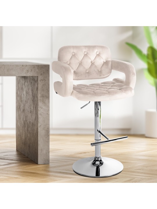 Barkruk Dublin fluweel chroom, crème Barkruk Dublin fluweel chroom, crème