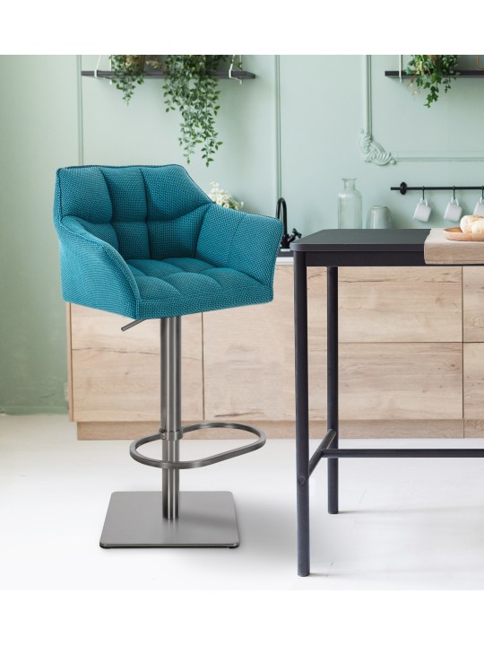 Barkruk Damaso E stof, turquoise