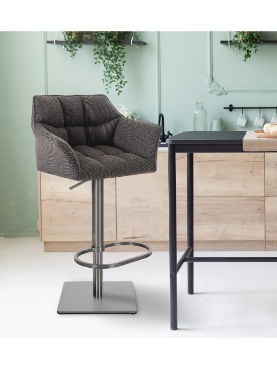 Barkruk Damaso E stof, titaniumgrijs