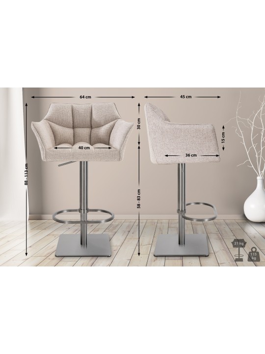 Barkruk Damaso E stof, ivoor