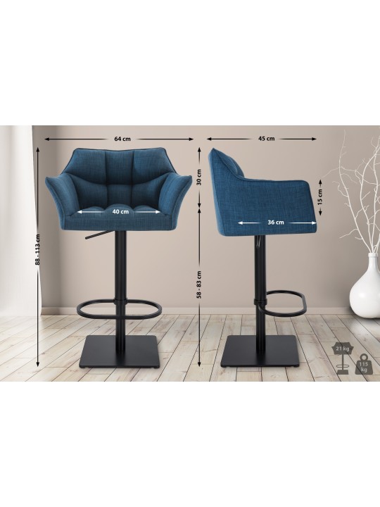 Barkruk Damaso B stof, blauw Barkruk Damaso B stof, blauw