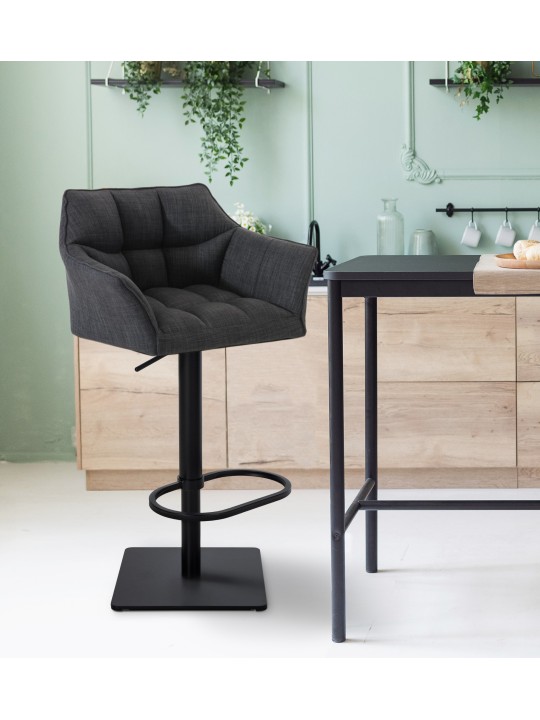 Barkruk Damaso B stof, donkergrijs