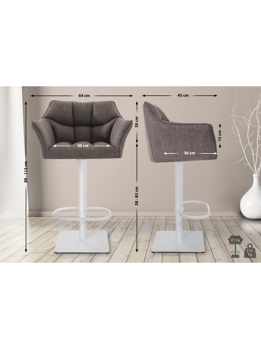 Barkruk Damaso W stof, grijs Barkruk Damaso W stof, grijs