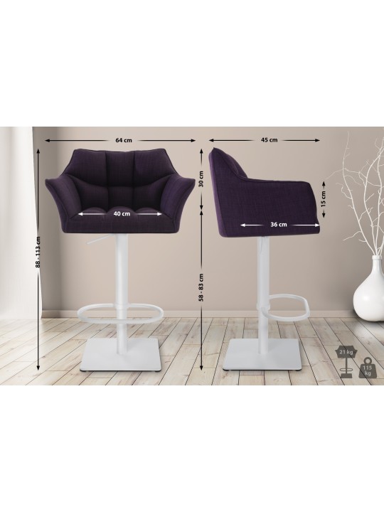 Barkruk Damaso W stof, lila