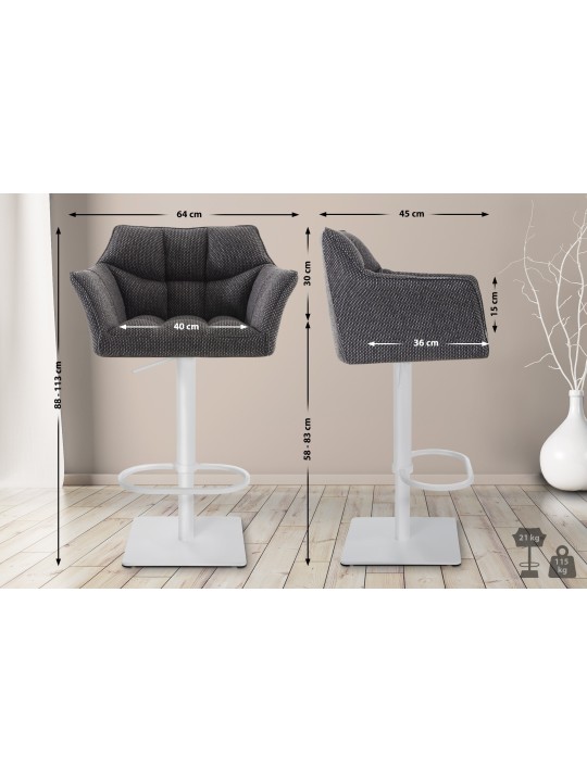 Barkruk Damaso W stof, titaniumgrijs Barkruk Damaso W stof, titaniumgrijs