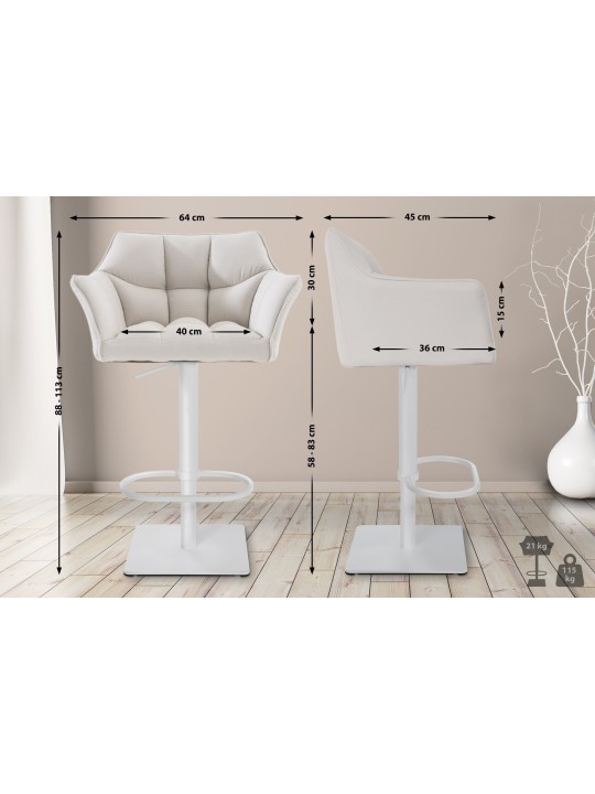 Barkruk Damaso W stof, wit Barkruk Damaso W stof, wit