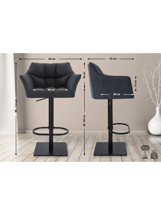 Set van 2 barkrukken Damaso stof, donkergrijs