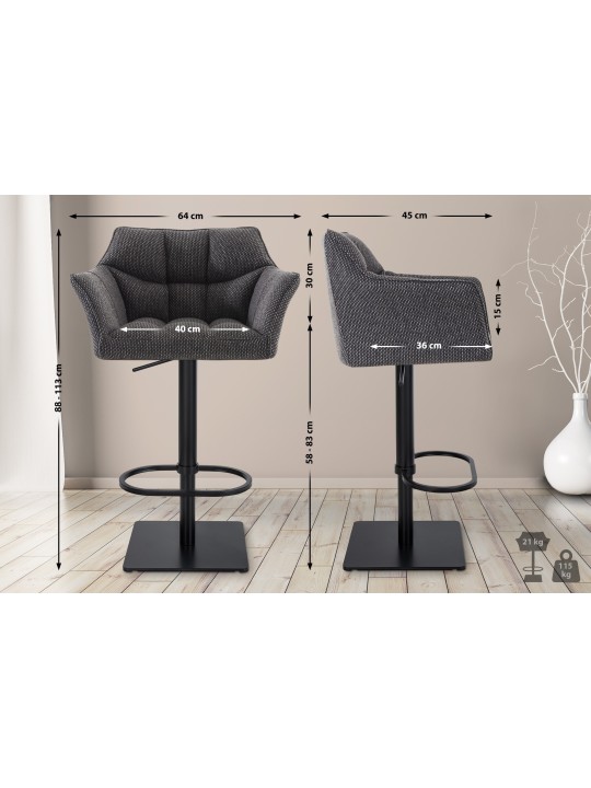 Set van 2 barkrukken Damaso stof, titaniumgrijs