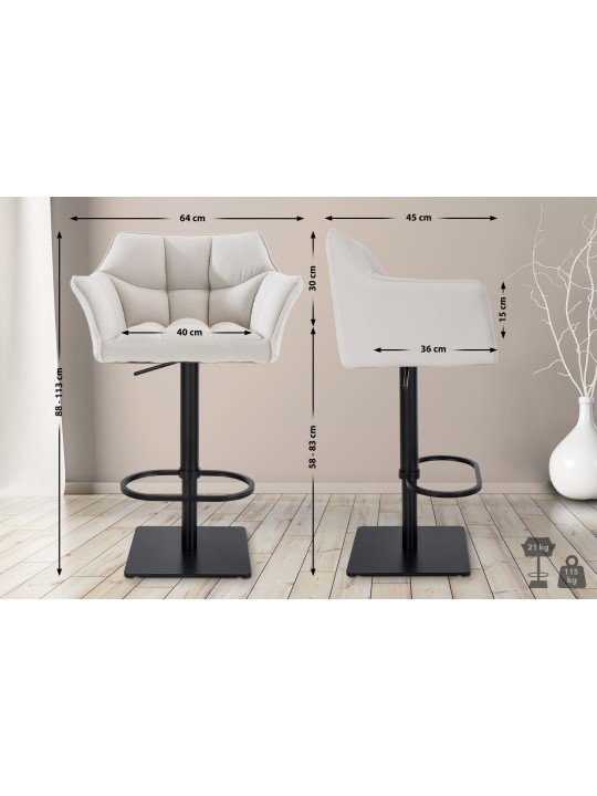 Set van 2 barkrukken Damaso stof, wit