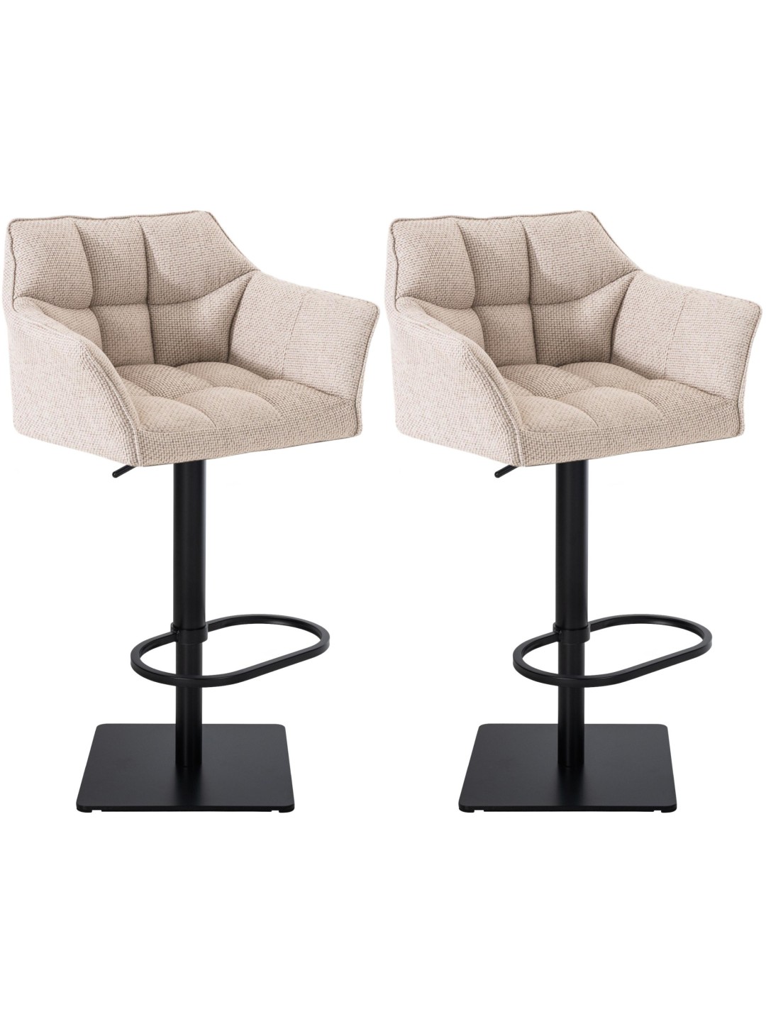 Set van 2 barkrukken Damaso stof, ivoor