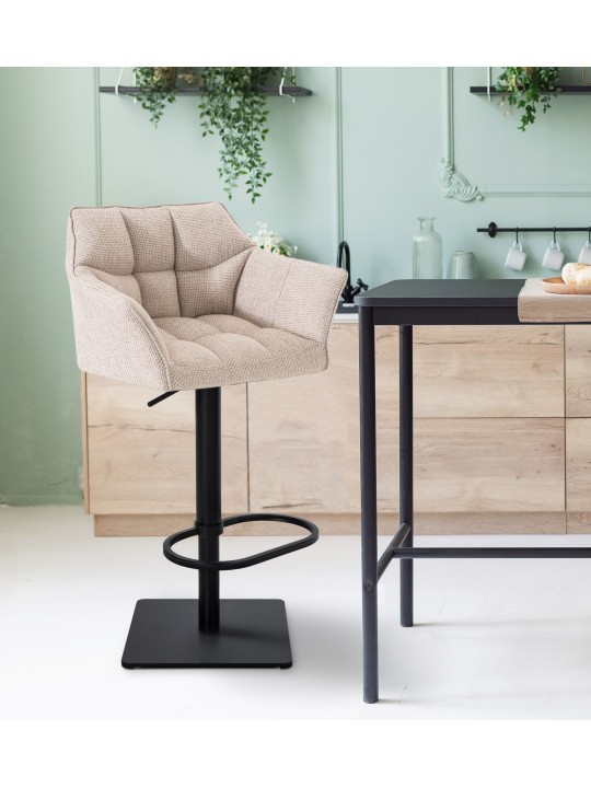 Set van 2 barkrukken Damaso stof, ivoor