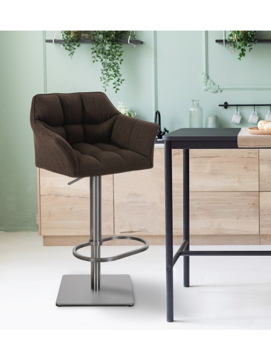 Set van 2 barkrukken Damaso stof roestvrij staal, bruin