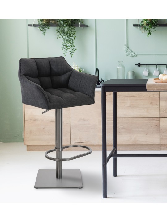 Set van 2 barkrukken Damaso stof roestvrij staal, donkergrijs