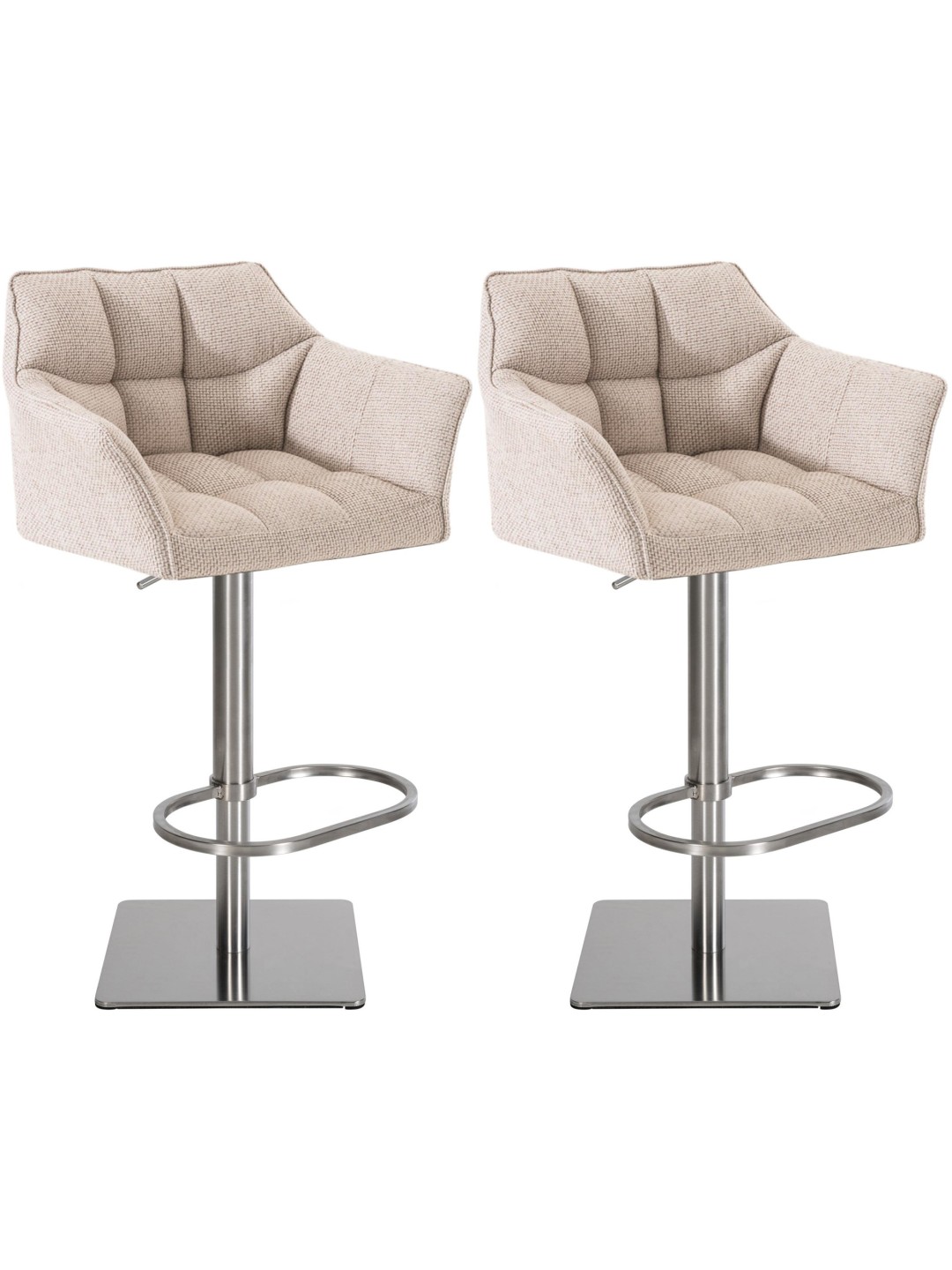 Set van 2 barkrukken Damaso stof roestvrij staal, ivoor