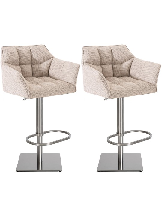 Set van 2 barkrukken Damaso stof roestvrij staal, ivoor