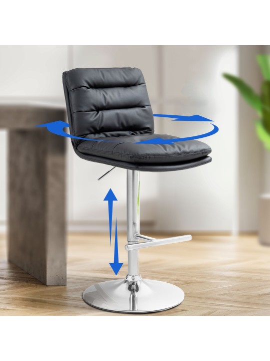 Barkruk Damar kunstleer chroom, zwart Barkruk Damar kunstleer chroom, zwart