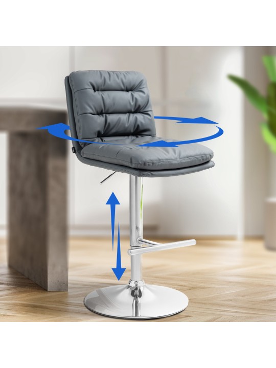 Barkruk Damar kunstleer chroom, grijs Barkruk Damar kunstleer chroom, grijs