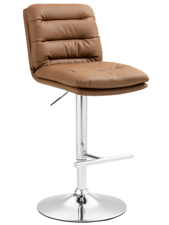 Barkruk Damar kunstleer chroom, lichtbruin Barkruk Damar kunstleer chroom, lichtbruin